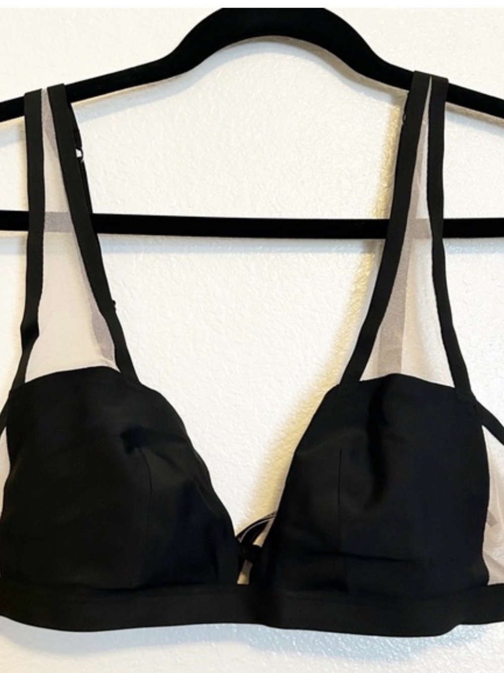 Save The Queen Black Mesh-Panel Sports Bra